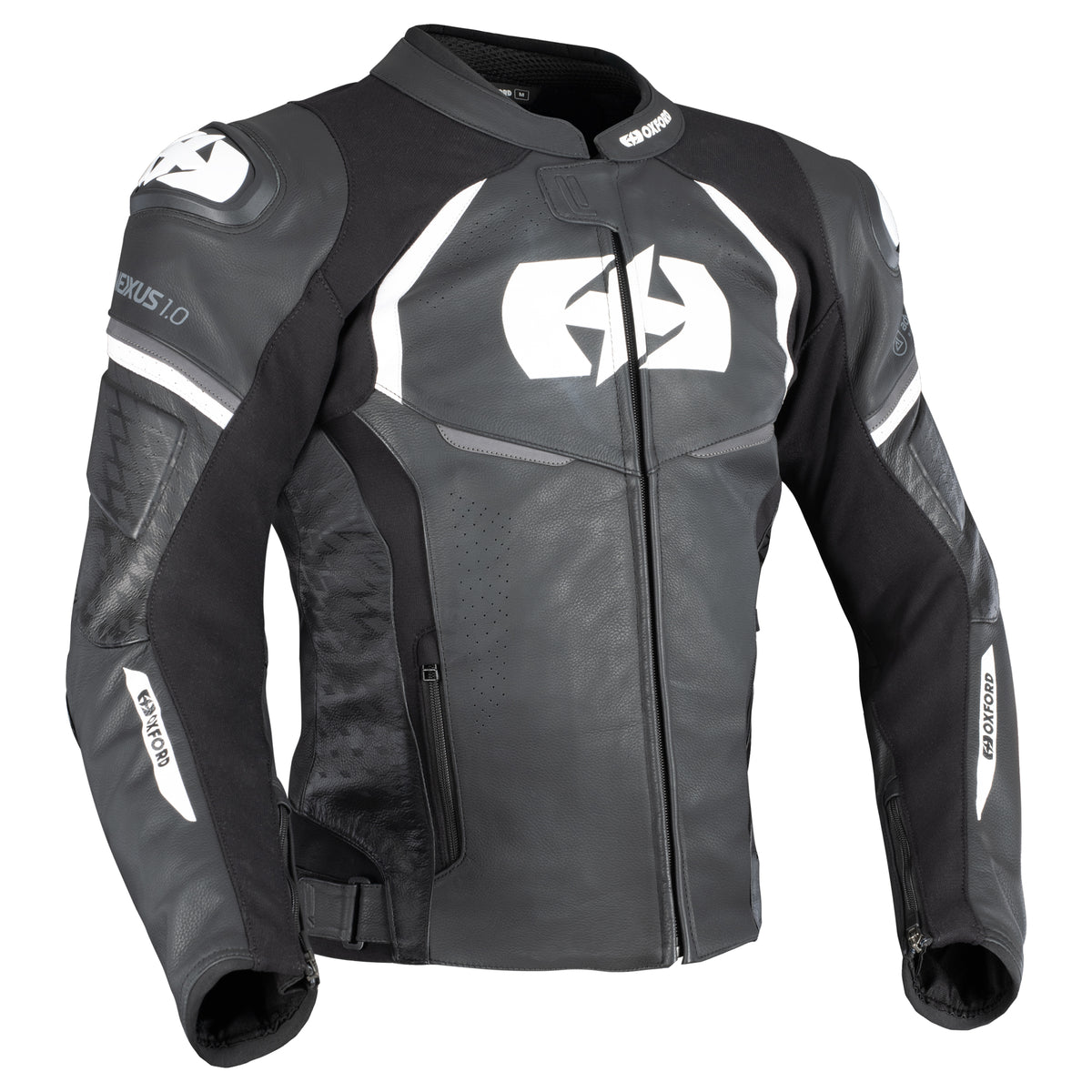Oxford Nexus 1.0 Leather MS Jkt Blk/Wht Main image