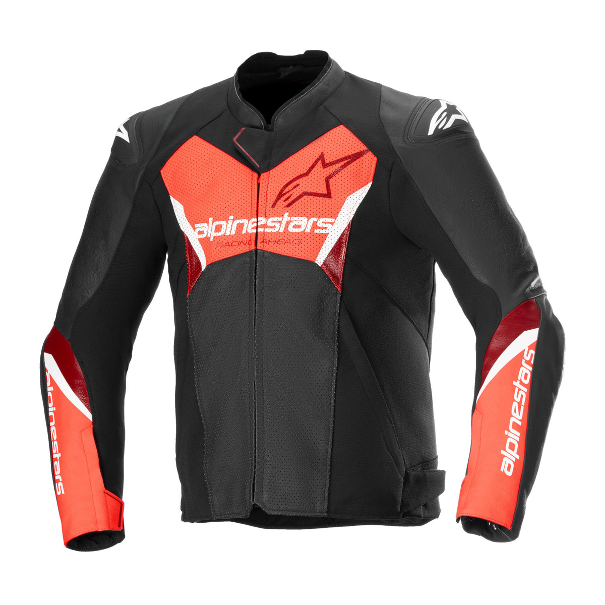 Alpinestars Faster V3 Airflow Leather Jacket Black Red Fluo Main image