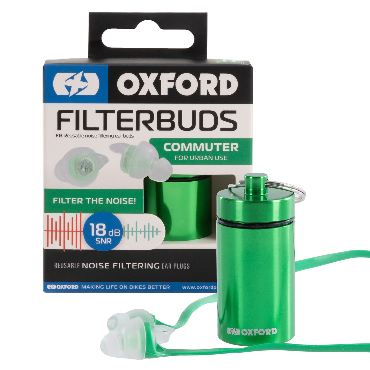 Quiet Ride Helmet Gift Pack: Oxford FilterBuds Commuter 18 SNR Main image