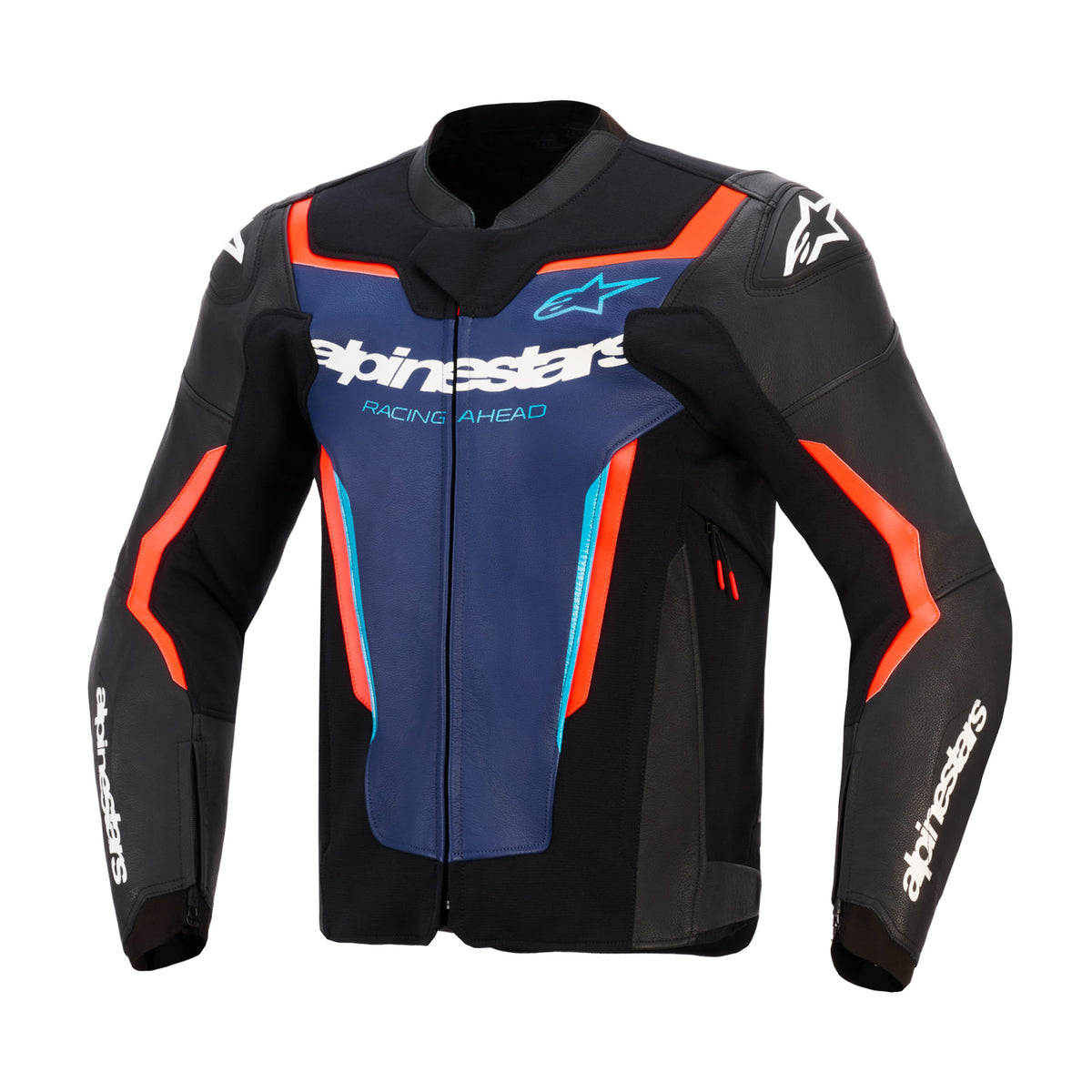 Alpinestars GP Force V2 Leather Jacket Black Blue Red Fluo Main image