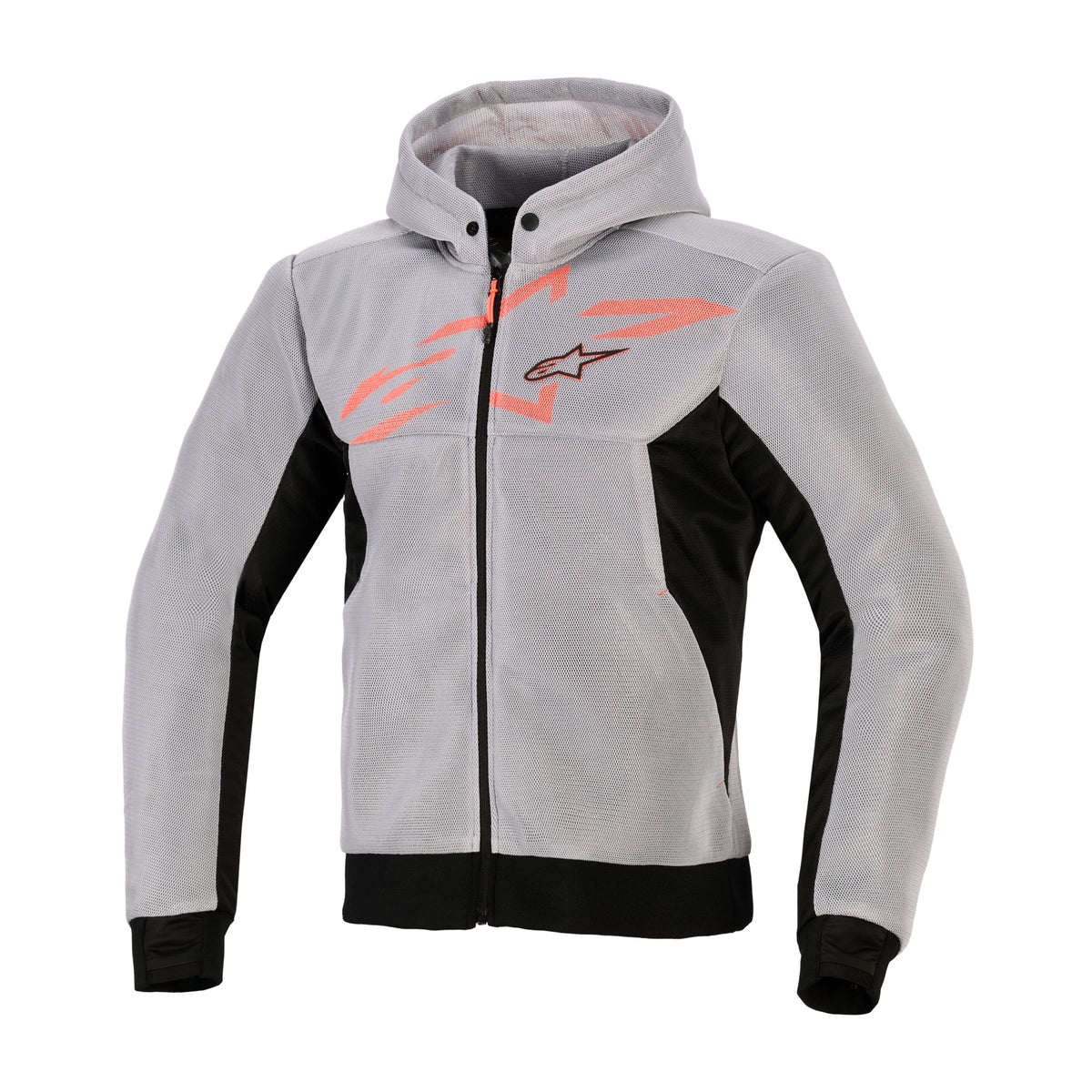 Alpinestars Chrome Superairflow Hoodie Black Mid Grey Red Fluo Main image