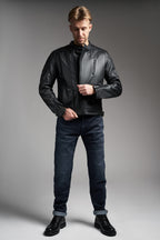 TWIN LEATHER JACKET BLACK - Men's Leather Motorcycle Jacket