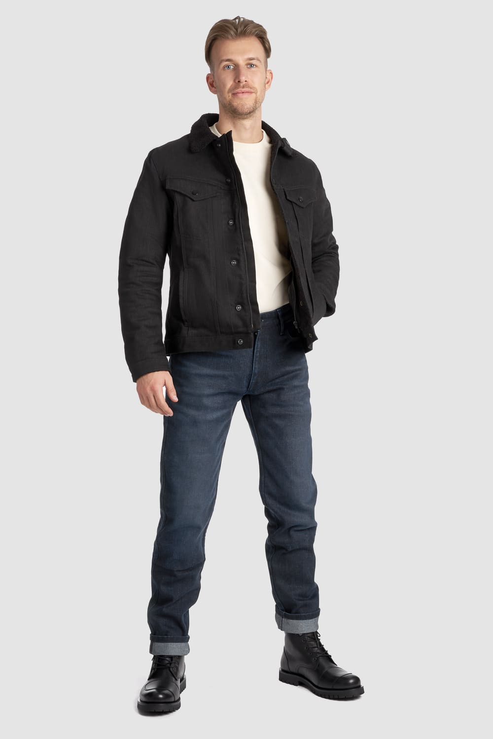 HUSKY JACKET BLACK – Sherpa Trucker Motorcycle Jacket Unisex