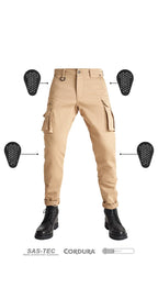 DESERT CARGO BEIGE - Motorcycle Jeans for Men with Chino Style Cordura