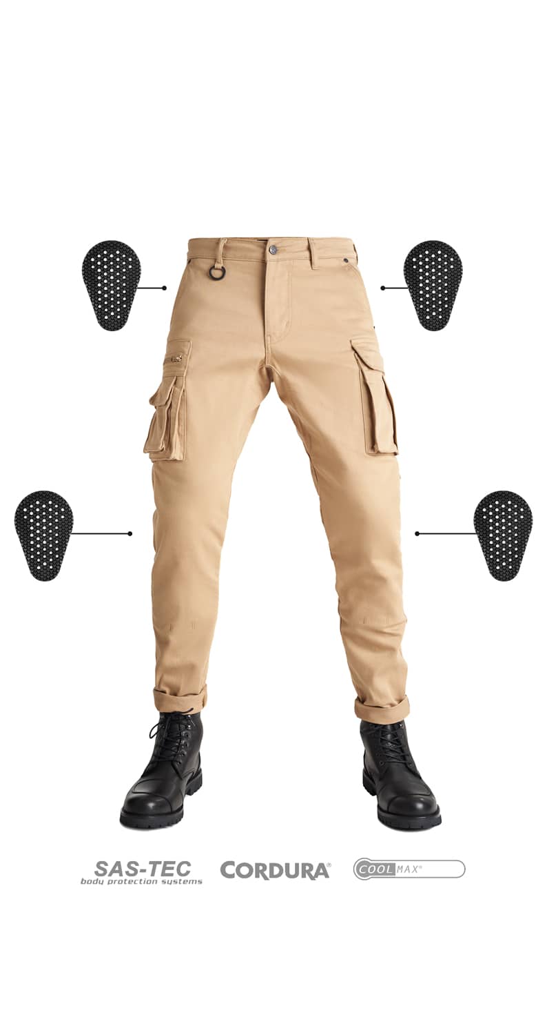 DESERT CARGO BEIGE - Motorcycle Jeans for Men with Chino Style Cordura