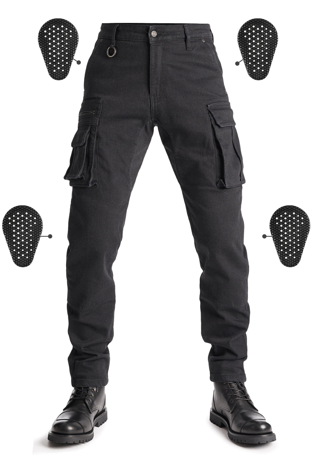 Desert Cargo Black - Motorcycle Jeans for Men with Chino Style Cordura