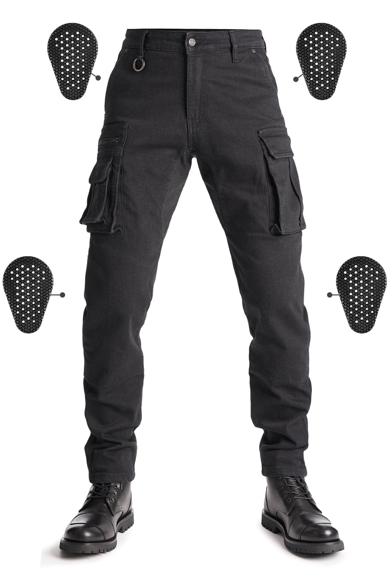 Desert Cargo Black - Motorcycle Jeans for Men with Chino Style Cordura