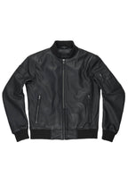 FALCON LEATHER AVIATOR JACKET BLACK