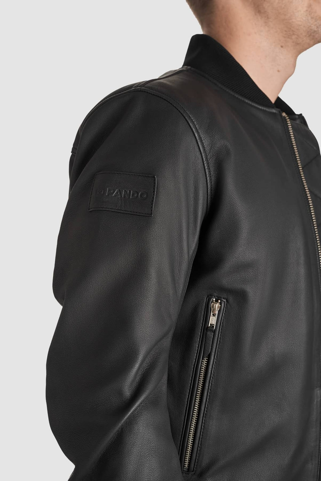 FALCON LEATHER AVIATOR JACKET BLACK