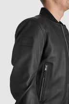 FALCON LEATHER AVIATOR JACKET BLACK