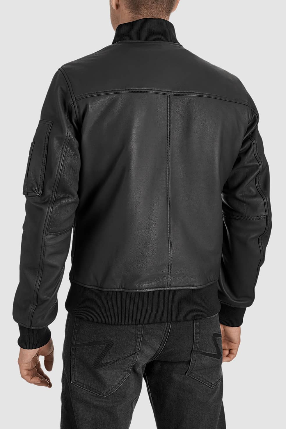 FALCON LEATHER AVIATOR JACKET BLACK