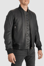 FALCON LEATHER AVIATOR JACKET BLACK