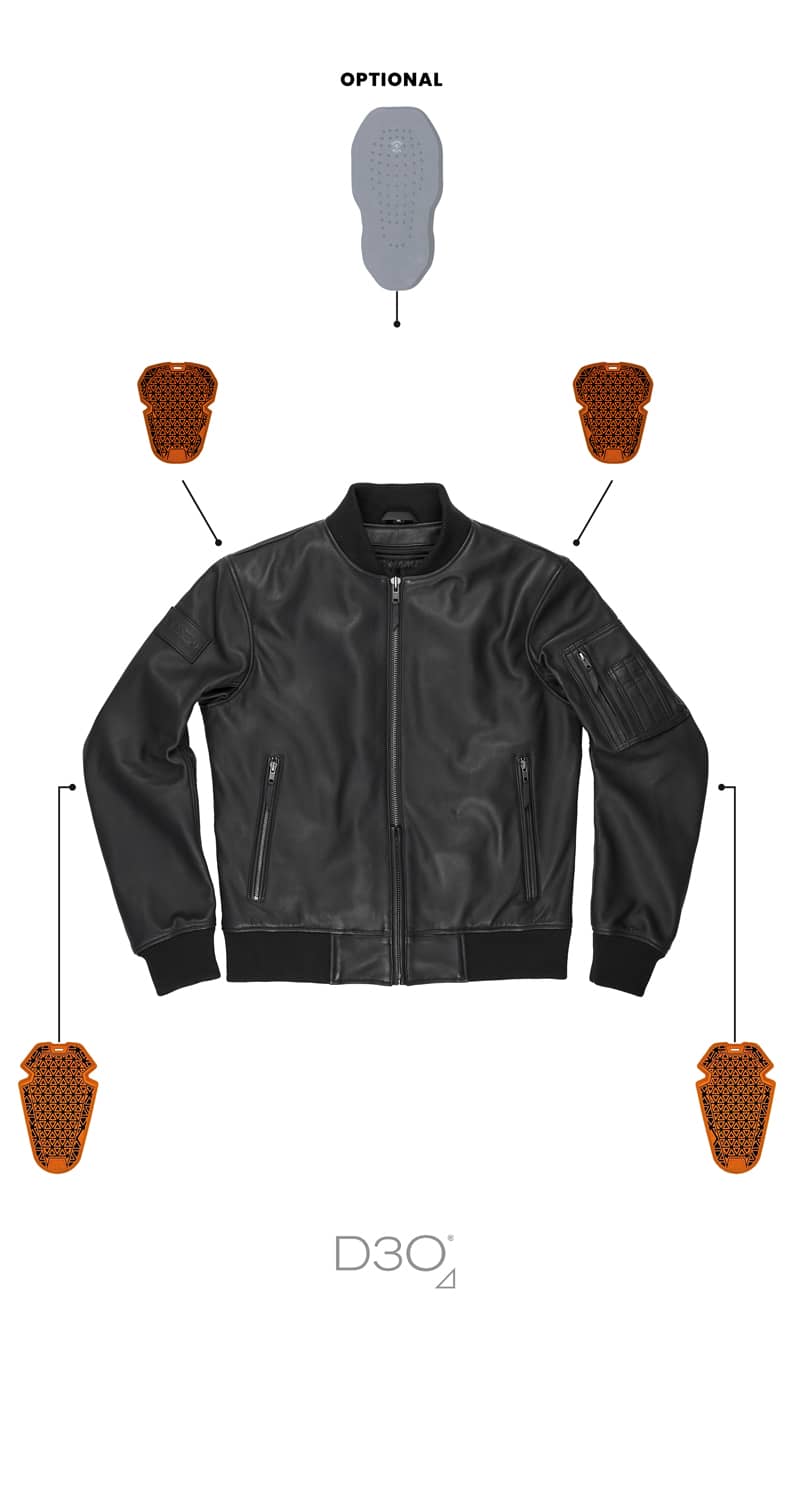 FALCON LEATHER AVIATOR JACKET BLACK