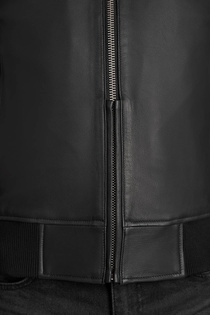 FALCON LEATHER AVIATOR JACKET BLACK