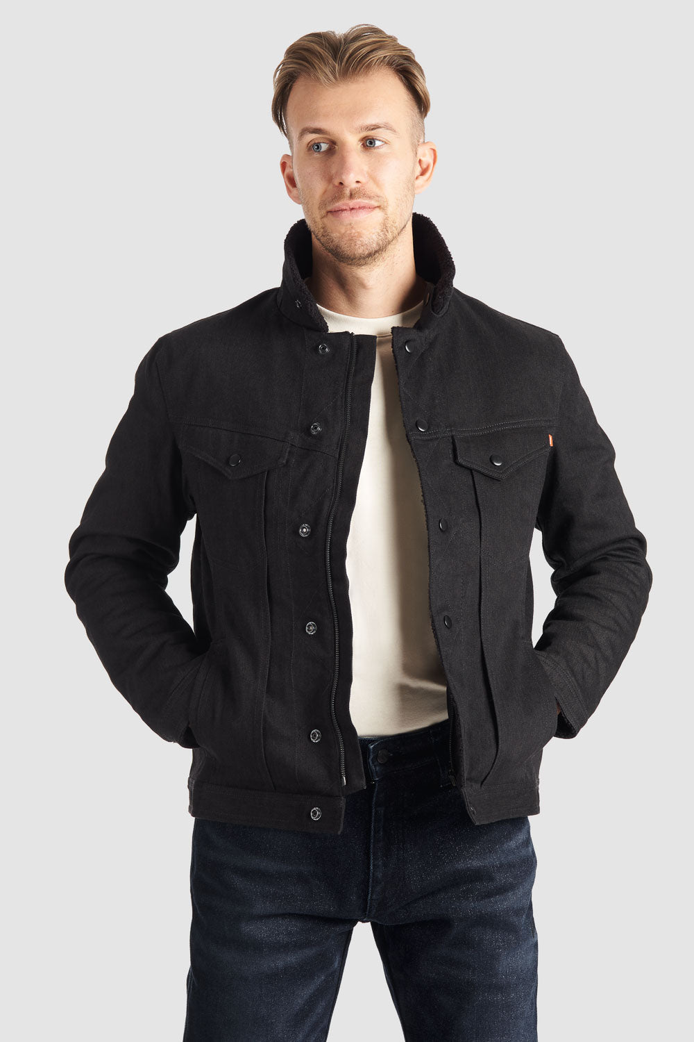 HUSKY JACKET BLACK – Sherpa Trucker Motorcycle Jacket Unisex