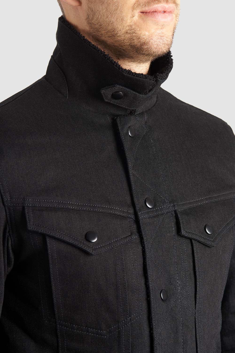 HUSKY JACKET BLACK – Sherpa Trucker Motorcycle Jacket Unisex