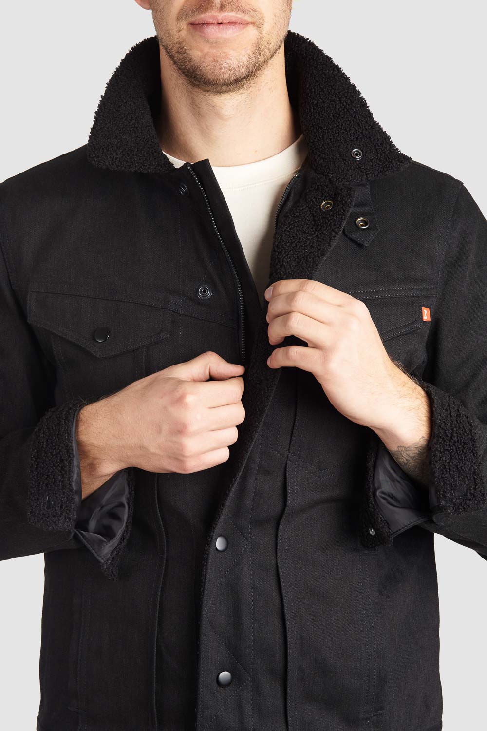 HUSKY JACKET BLACK – Sherpa Trucker Motorcycle Jacket Unisex