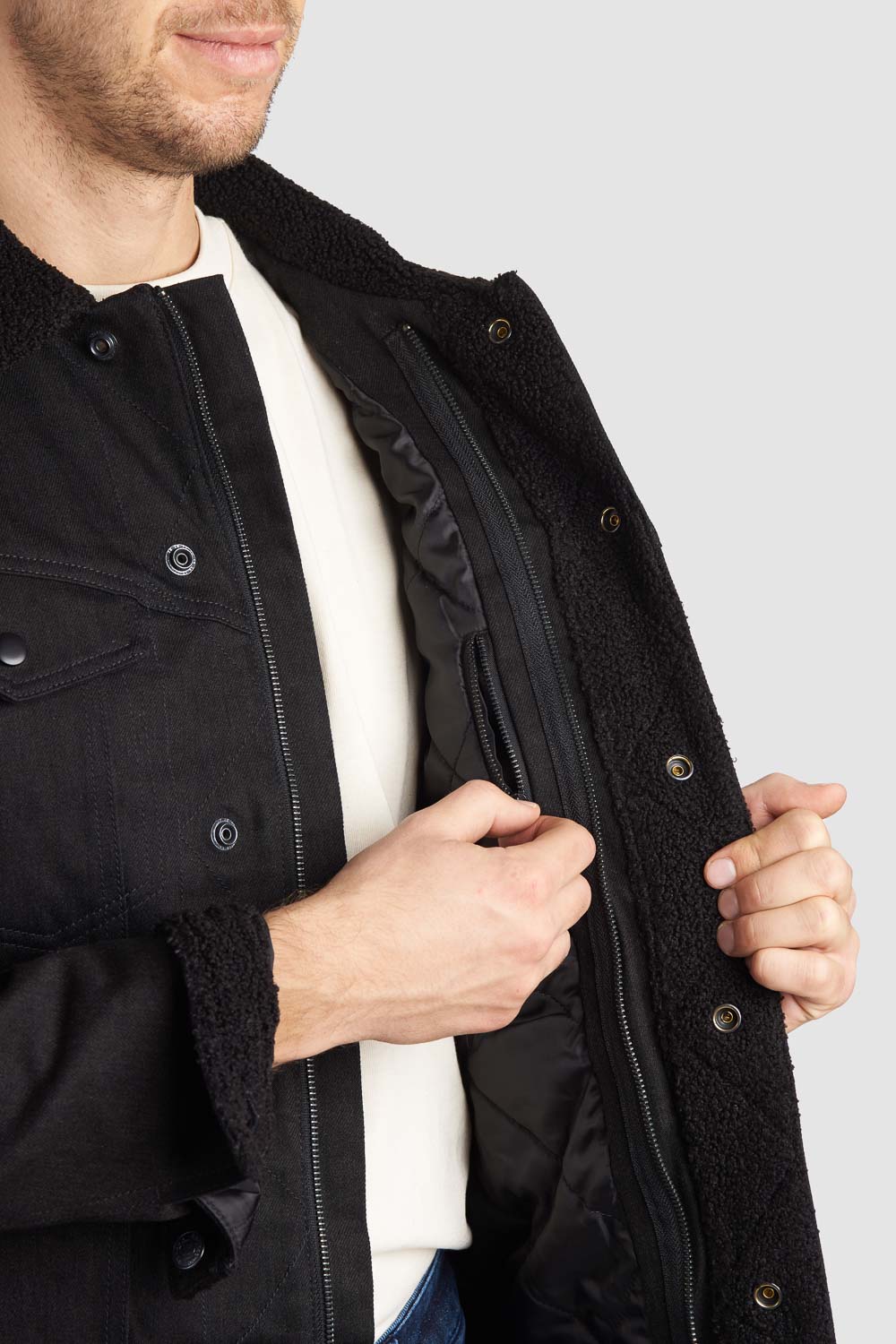 HUSKY JACKET BLACK – Sherpa Trucker Motorcycle Jacket Unisex