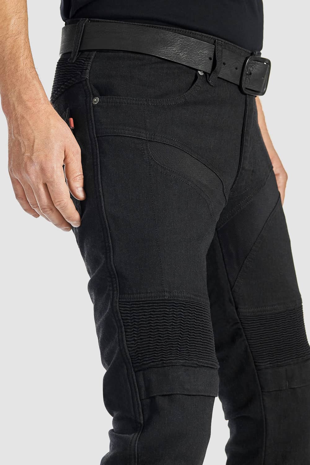 KARLDO SLIM BLACK - Motorcycle Jeans for Men Slim-Fit Cordura