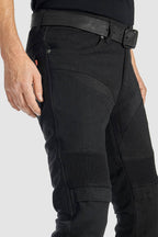 KARLDO SLIM BLACK - Motorcycle Jeans for Men Slim-Fit Cordura