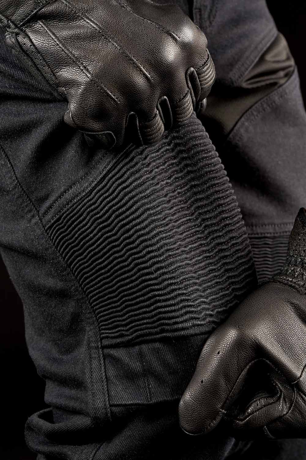 KARLDO SLIM BLACK - Motorcycle Jeans for Men Slim-Fit Cordura