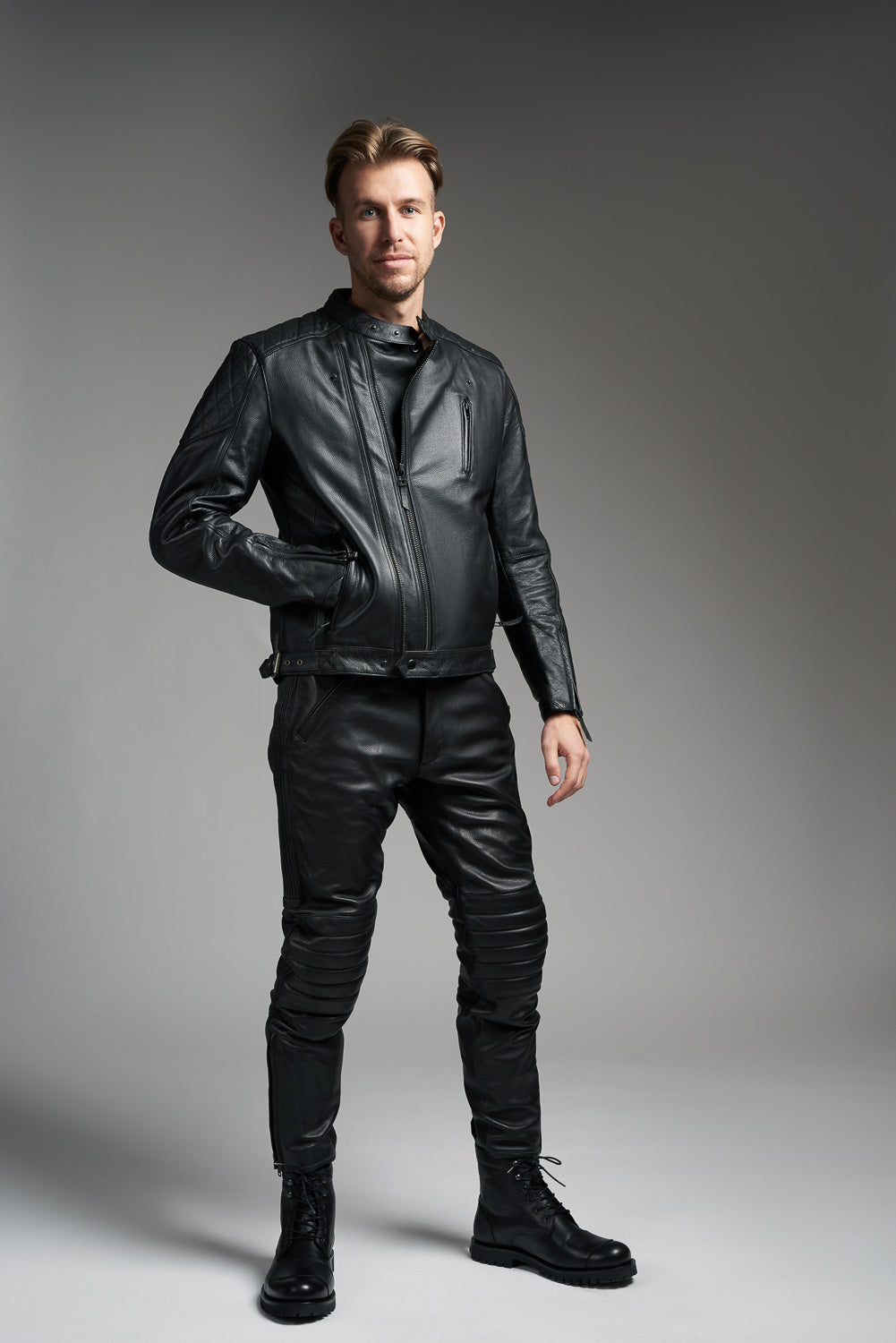 TWIN LEATHER JACKET BLACK - Men's Leather Motorcycle Jacket