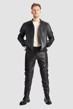 TWIN LEATHER JACKET BLACK - Men's Leather Motorcycle Jacket