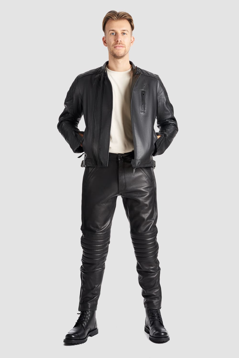 TWIN LEATHER JACKET BLACK - Men's Leather Motorcycle Jacket
