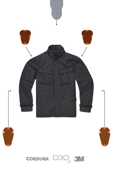 M65 WP JACKET BLACK Slim-Fit Waterproof Motorcycle Jacket