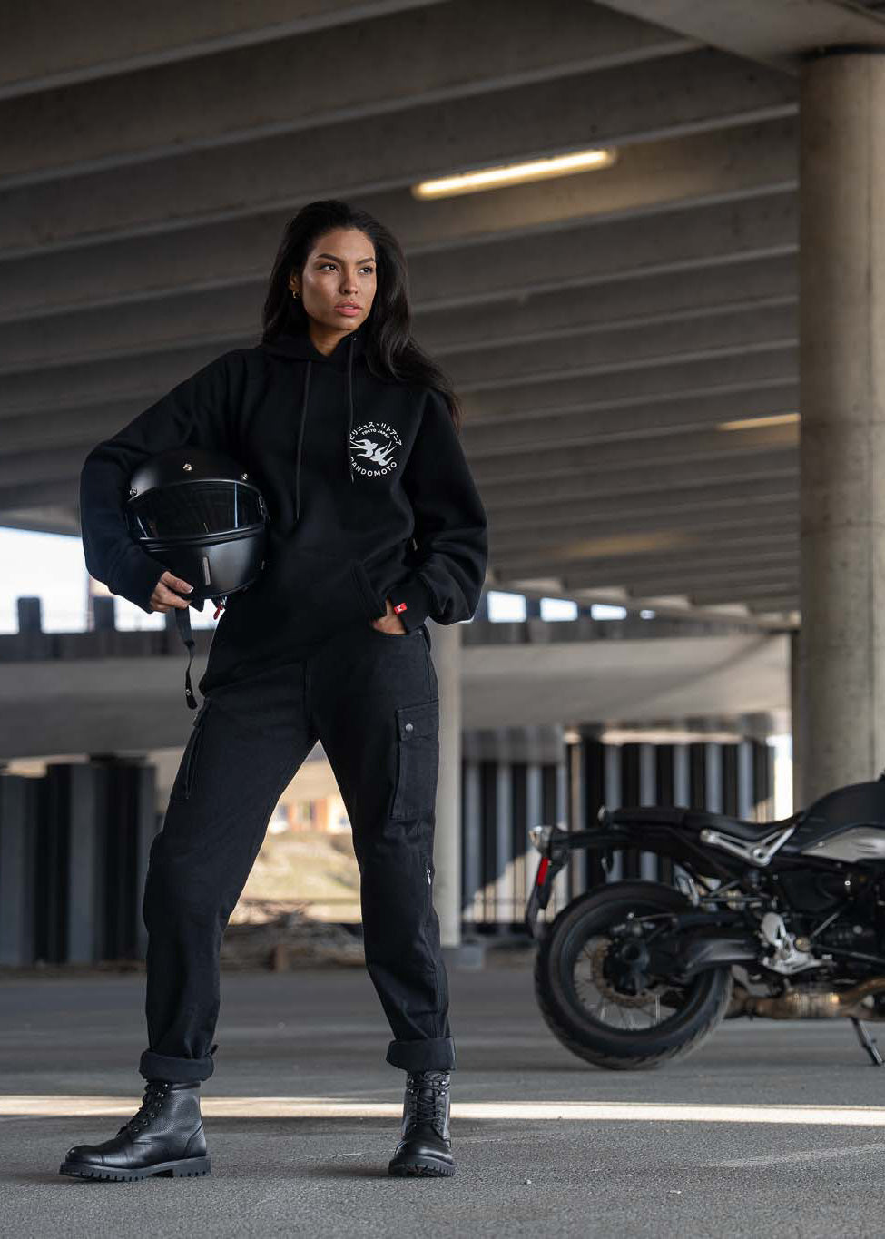 MILA CARGO BLACK – Motorcycle Jeans for Women with Chino Style Cordura