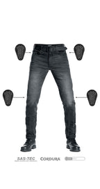 ROBBY SLIM BLACK - Motorcycle Jeans Men's Slim-Fit Cordura