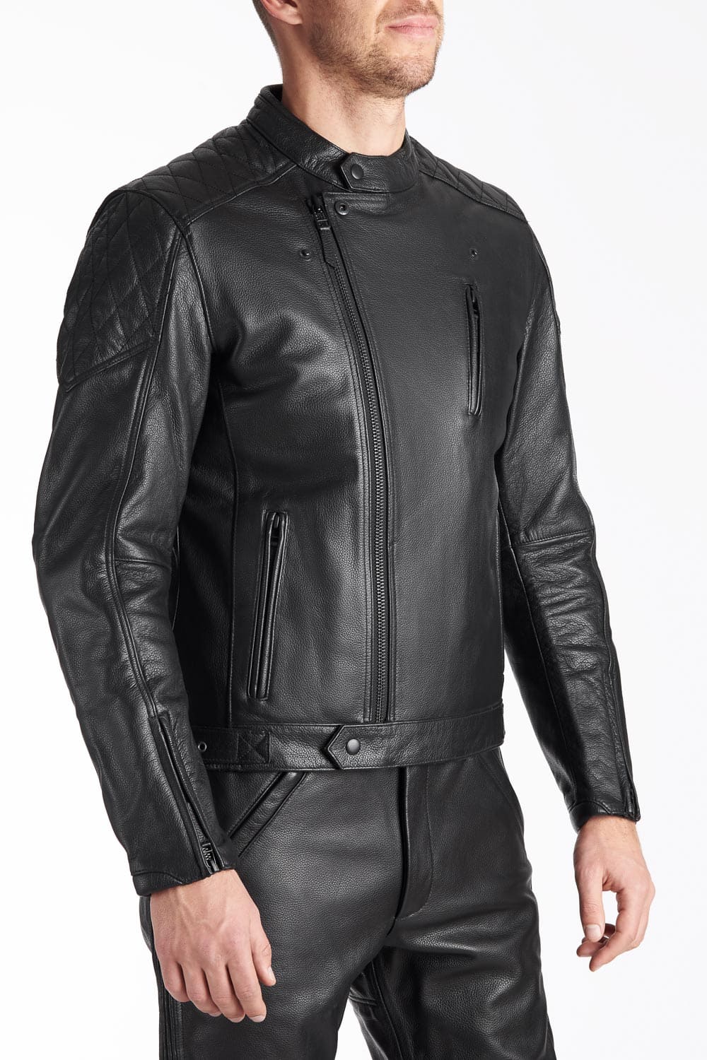 TWIN LEATHER JACKET BLACK - Men's Leather Motorcycle Jacket