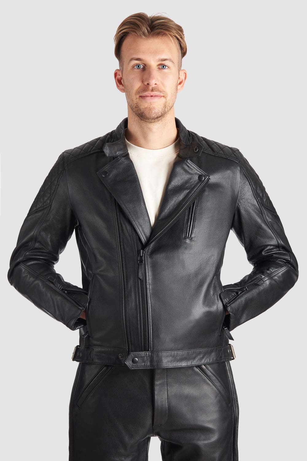 TWIN LEATHER JACKET BLACK - Men's Leather Motorcycle Jacket