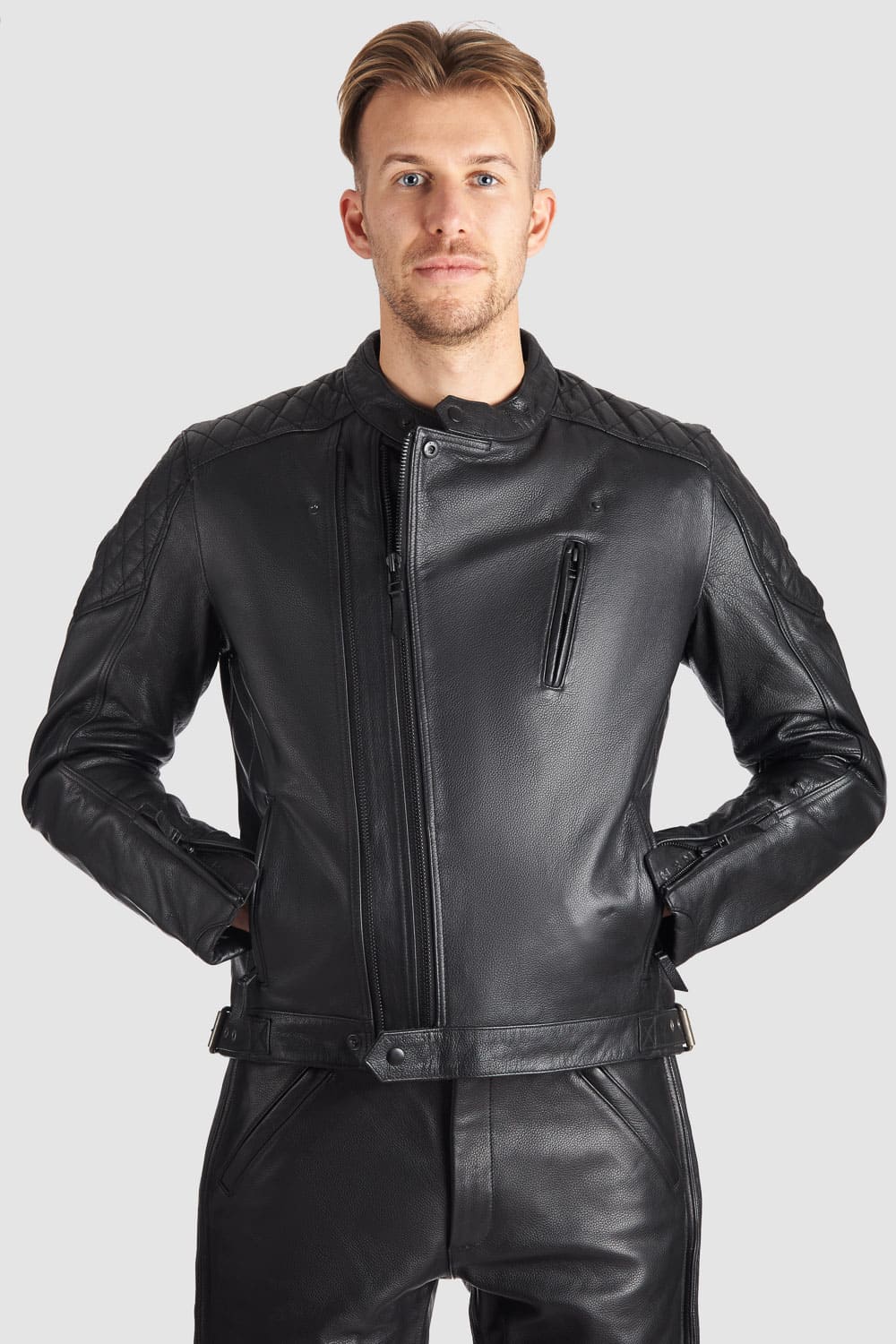 TWIN LEATHER JACKET BLACK - Men's Leather Motorcycle Jacket