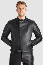 TWIN LEATHER JACKET BLACK - Men's Leather Motorcycle Jacket