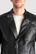 TWIN LEATHER JACKET BLACK - Men's Leather Motorcycle Jacket