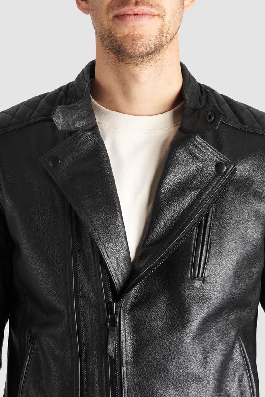 TWIN LEATHER JACKET BLACK - Men's Leather Motorcycle Jacket