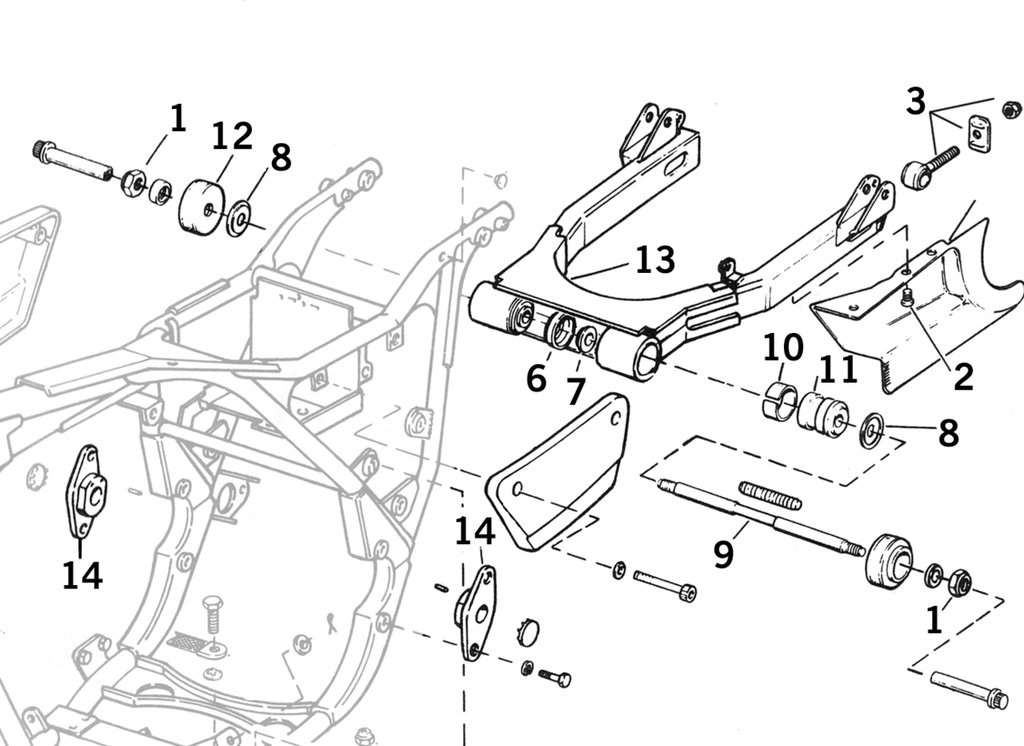 SWINGARM PARTS FOR FXR - view 1