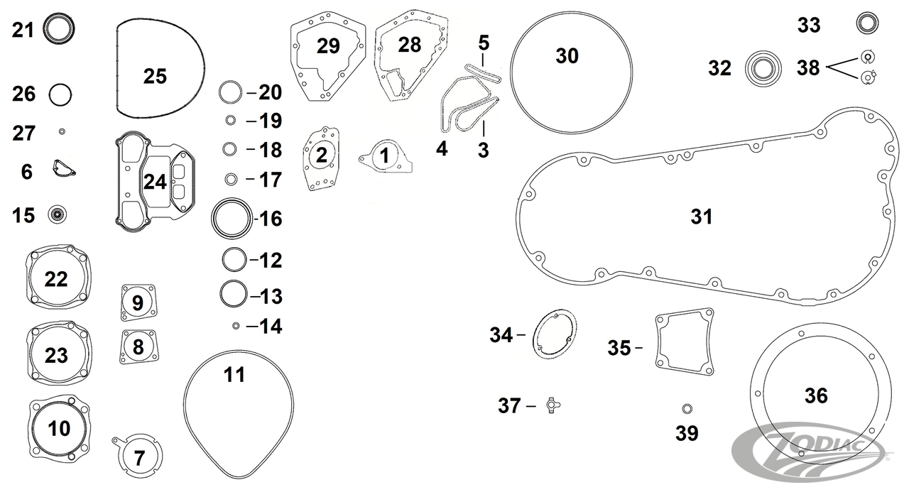 GASKETS, SEALS, O-RINGS AND KITS FOR INDIAN WITH POWERPLUS ENGINES - view 1