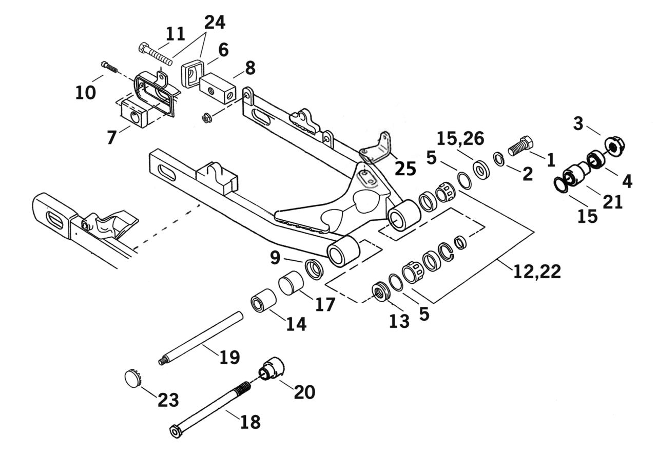 SWINGARM PARTS FOR DYNA 1991-2017 - view 1