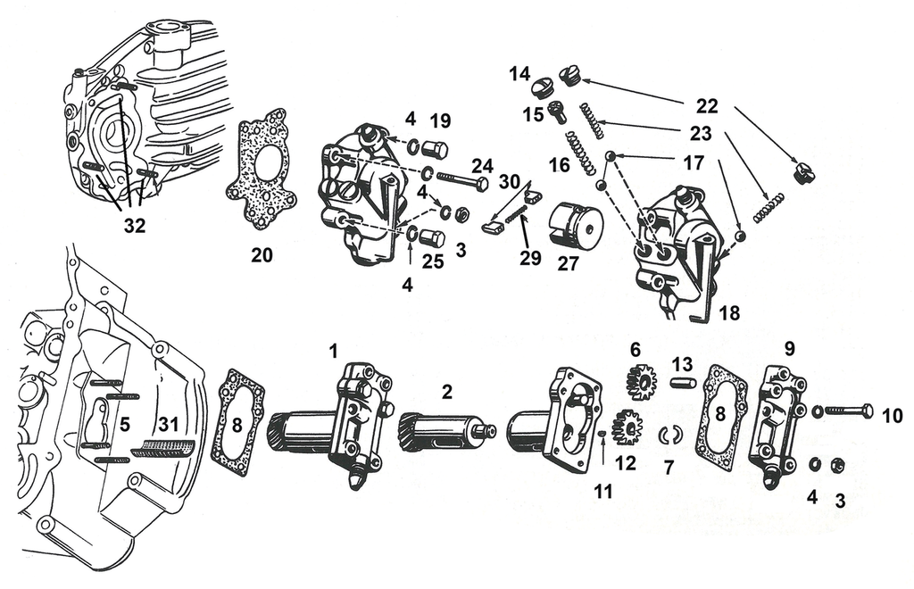 OIL & SCAVENGER PUMP ON SIDE VALVE MODELS - view 2