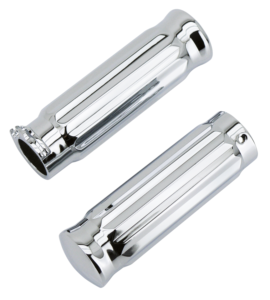 CHROME ALUMINUM BARREL STYLE GRIPS Secondary image
