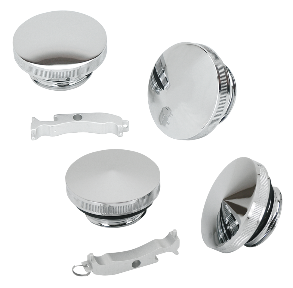 CHROME BILLET POINTED OR DOMED "ESSENTIAL" GAS CAPS - view 1