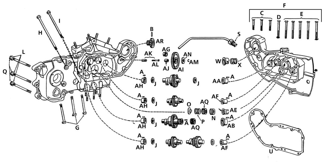 GEAR CASE COVER, FITTINGS & GEARS K, KH, KHK, KK AND EARLY XL - view 1