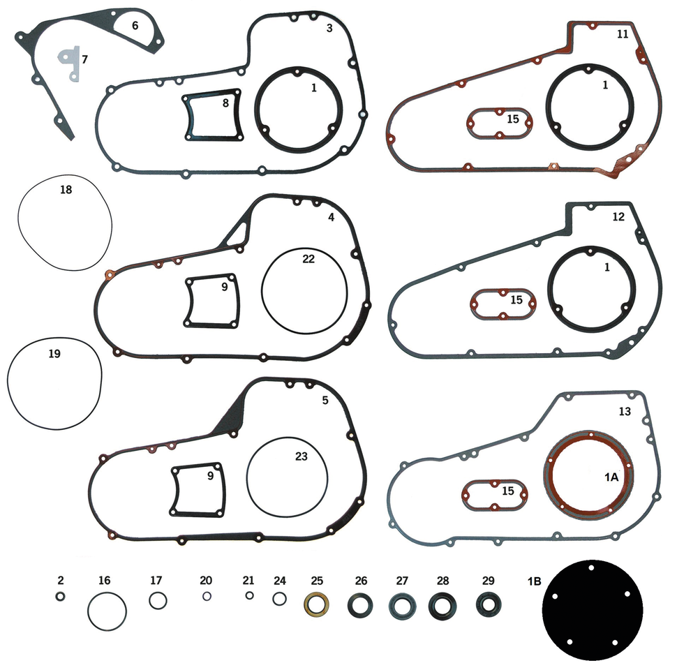 GASKETS, O-RINGS AND SEALS FOR PRIMARY ON 5 SPEED BIG TWIN LATE 1979-2006 - view 1 Main image