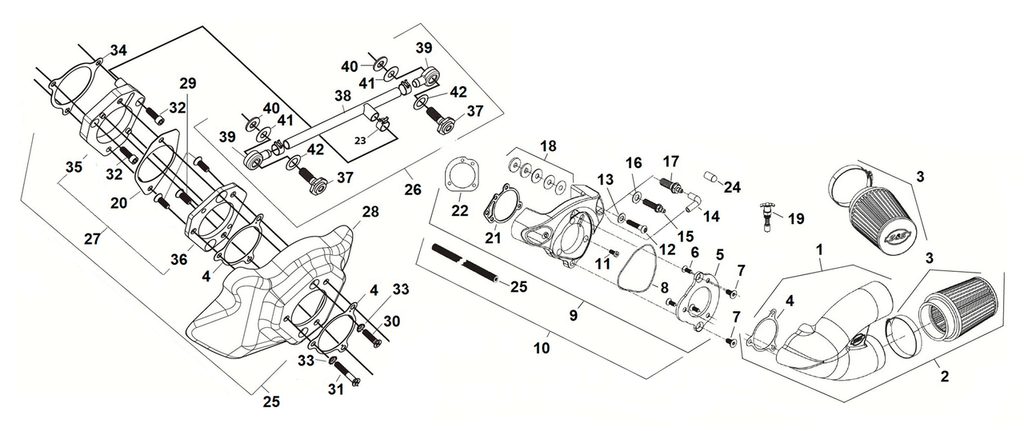 PARTS FOR S&S SINGLE BORE TUNED INDUCTION SYSTEMS - view 1