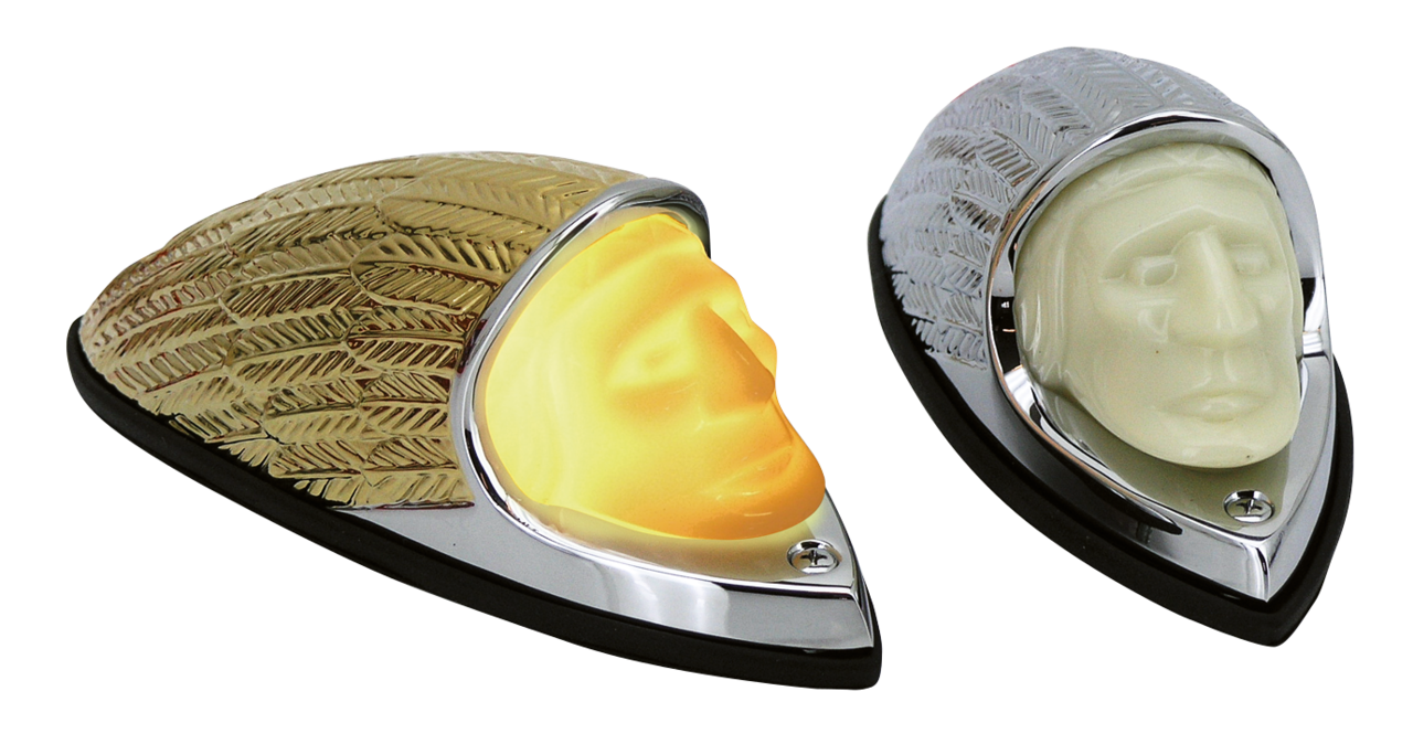 INDIAN HEAD LIGHTED FENDER ORNAMENTS - view 3