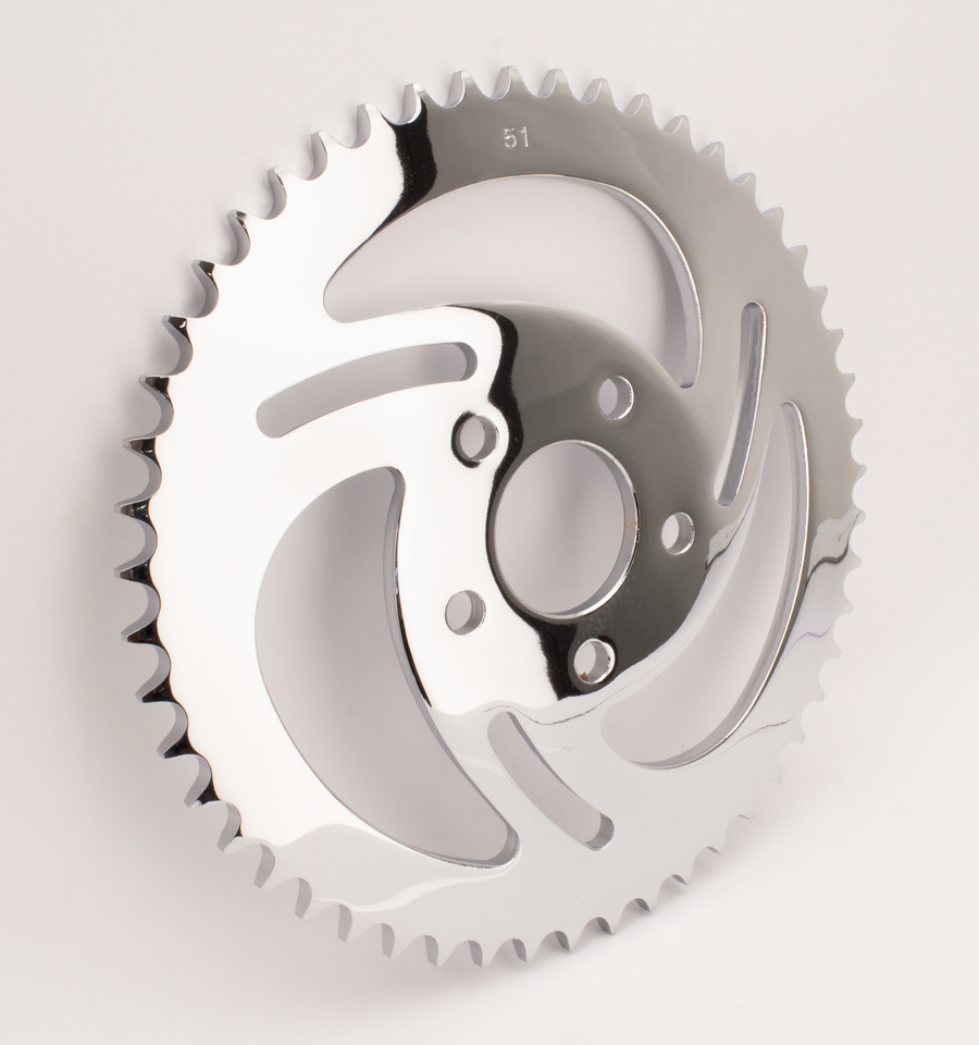 "SWIRLED" REAR SPROCKETS WITH CHROME FINISH - view 1