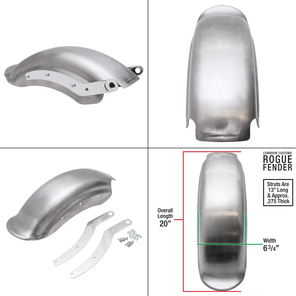 LOWBROW CUSTOMS ROGUE REAR FENDER & STRUTS FOR 1958-1984 BIG TWIN - view 3
