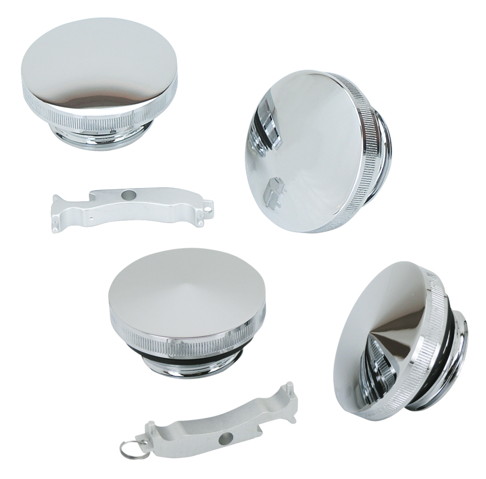 CHROME BILLET POINTED OR DOMED "ESSENTIAL" GAS CAPS - view 1 Main image